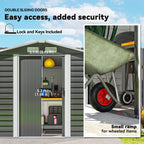 EverBase 7 x 4ft Garden Storage Shed with Upgraded Steel Frame and Double Doors with Lock, Dark Grey