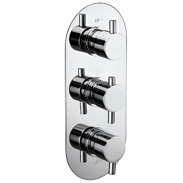 Evoke Triple Concealed 2-Way Chrome Thermostatic Shower Valve