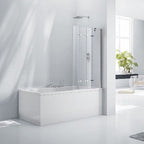 Aquaglass 6mm Frameless Bath Screen with 4 Folding Panels - 1500mm x 965mm