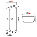 Cubix 600mm Basin - 1 Tap Hole with Chrome Overflow