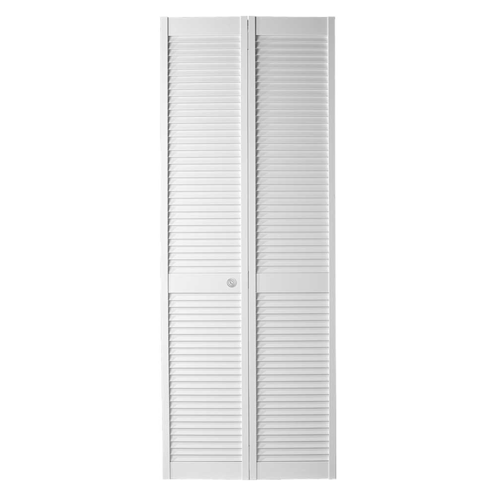 Primed Louver Bifold Kit with Wide Bottom Rail