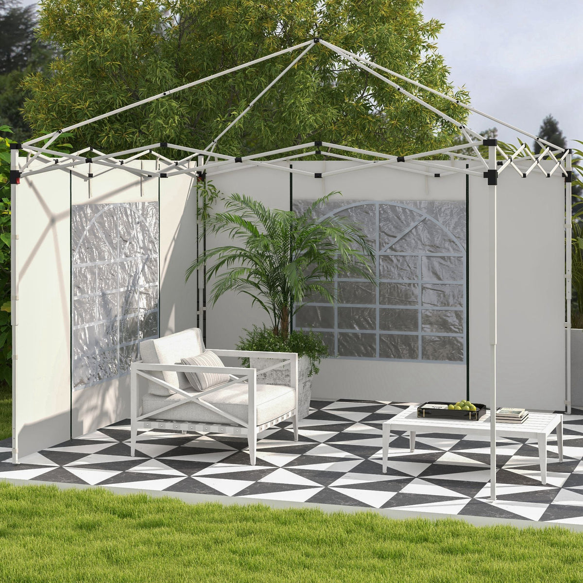 Gazebo Side Panels for 3x3(m) or 3x6(m)Pop Up Gazebo, 2 Pack Sides Replacement, White