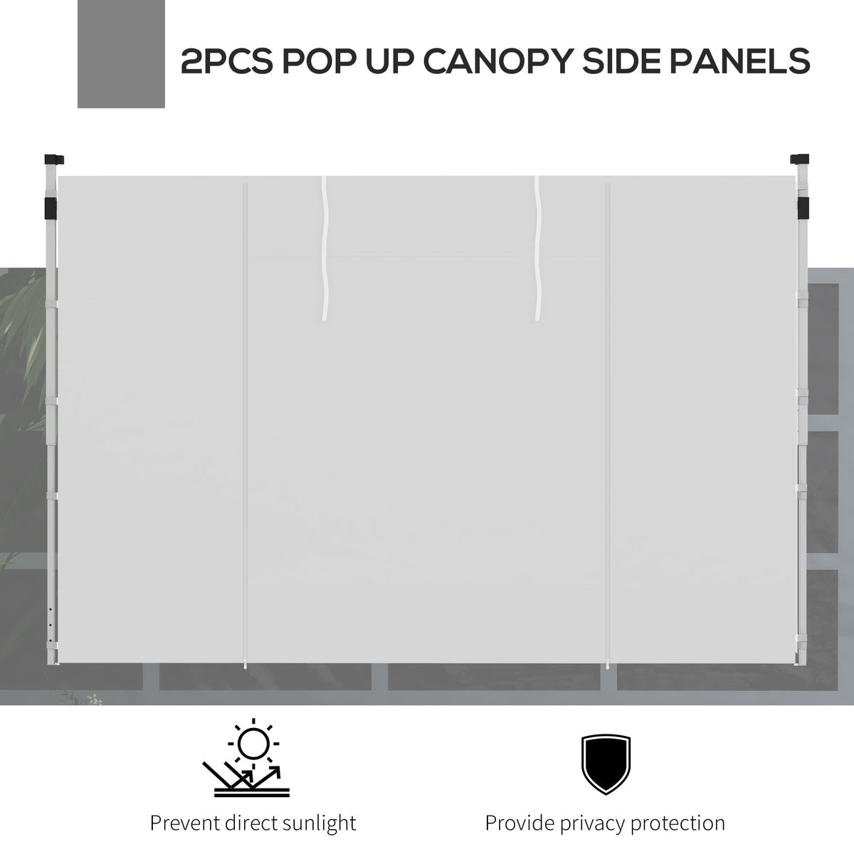 Gazebo Side Panels for 3x3(m) or 3x6(m)Pop Up Gazebo, 2 Pack Sides Replacement, White