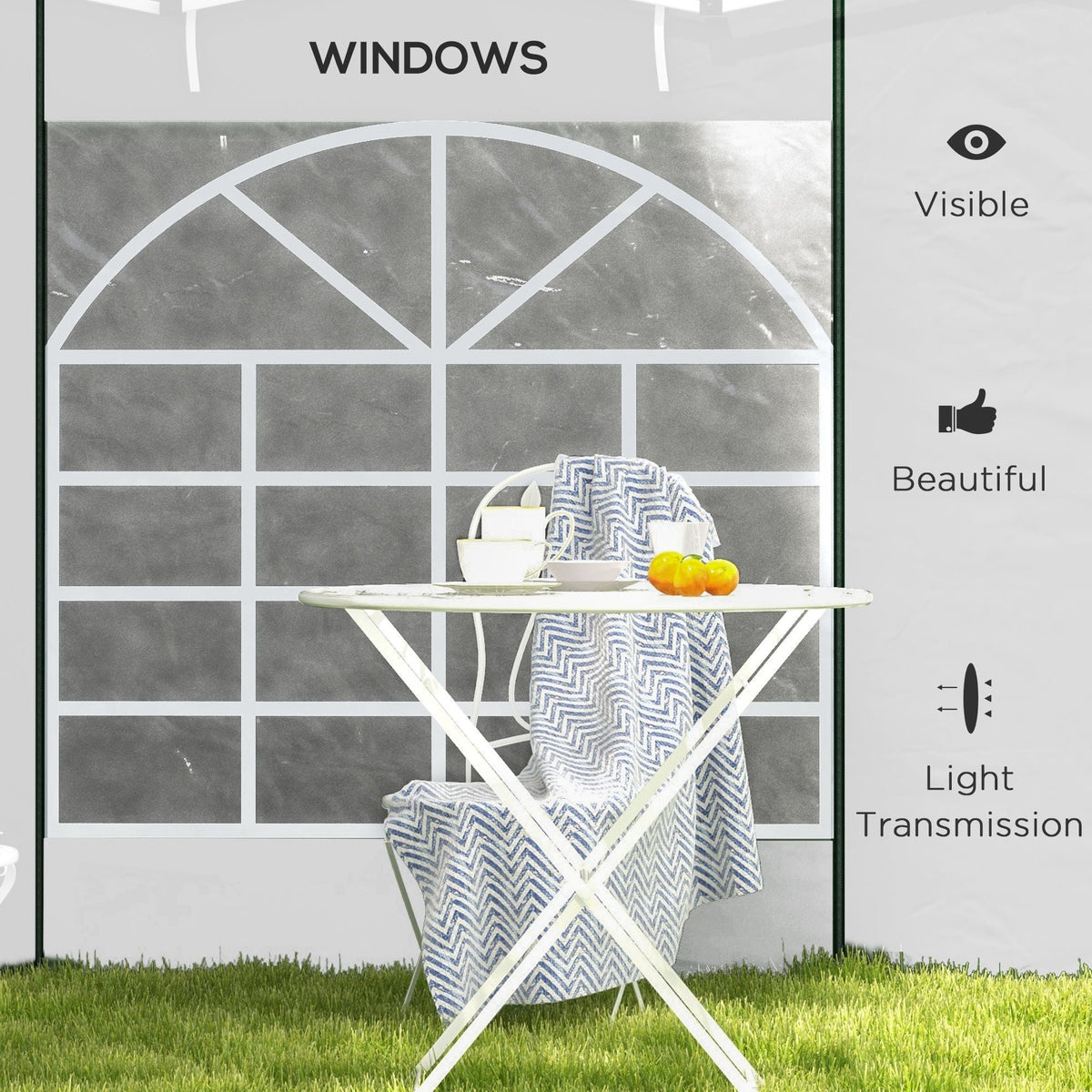 Gazebo Side Panels for 3x3(m) or 3x6(m)Pop Up Gazebo, 2 Pack Sides Replacement, White