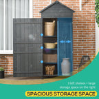 ROWAN Wooden Storage Shed with Lockable Double Doors & Shelves, Grey