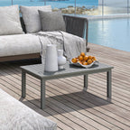 Aluminium Patio Side Table with Wood Grain Effect & Slat Tabletop, 100cm x 60cm, Grey