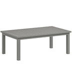 Aluminium Patio Side Table with Wood Grain Effect & Slat Tabletop, 100cm x 60cm, Grey