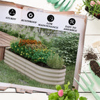 6.5' x 2' x 1.4' Galvanized Raised Garden Bed Kit, Outdoor Metal Elevated Planter Box with Safety Edging, Easy DIY Stock Tank for Growing Flowers, Herbs & Vegetables, Cream