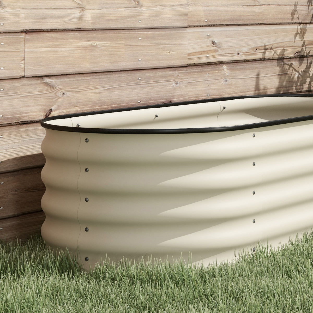 6.5' x 2' x 1.4' Galvanized Raised Garden Bed Kit, Outdoor Metal Elevated Planter Box with Safety Edging, Easy DIY Stock Tank for Growing Flowers, Herbs & Vegetables, Cream