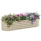 6.5' x 2' x 1.4' Galvanized Raised Garden Bed Kit, Outdoor Metal Elevated Planter Box with Safety Edging, Easy DIY Stock Tank for Growing Flowers, Herbs & Vegetables, Cream