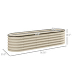 6.5' x 2' x 1.4' Galvanized Raised Garden Bed Kit, Outdoor Metal Elevated Planter Box with Safety Edging, Easy DIY Stock Tank for Growing Flowers, Herbs & Vegetables, Cream