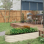 6.5' x 2' x 1.4' Galvanized Raised Garden Bed Kit, Outdoor Metal Elevated Planter Box with Safety Edging, Easy DIY Stock Tank for Growing Flowers, Herbs & Vegetables, Cream