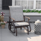 Outdoor Patio Glider Chair with Steel Frame & Mesh Fabric for Backyard & Porch, Grey