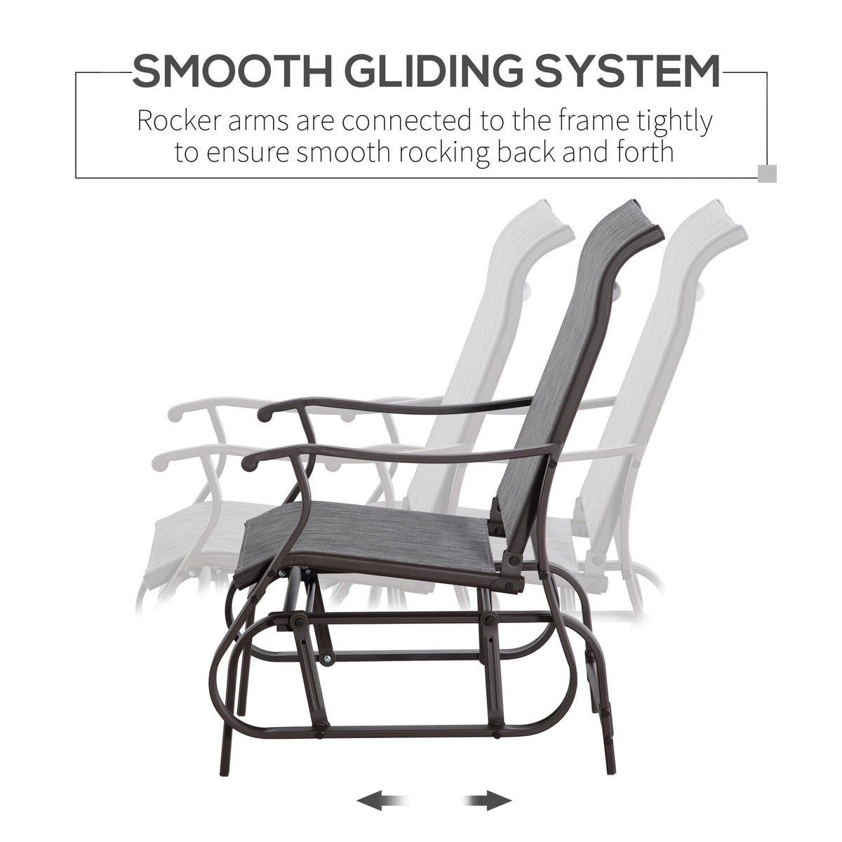 Outdoor Patio Glider Chair with Steel Frame & Mesh Fabric for Backyard & Porch, Grey