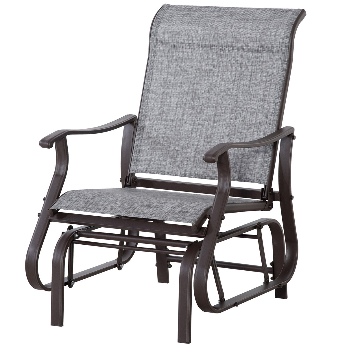 Outdoor Patio Glider Chair with Steel Frame & Mesh Fabric for Backyard & Porch, Grey