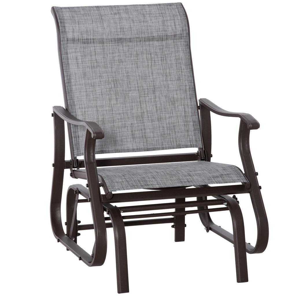 Outdoor Patio Glider Chair with Steel Frame & Mesh Fabric for Backyard & Porch, Grey