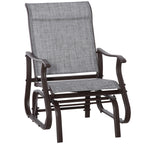 Outdoor Patio Glider Chair with Steel Frame & Mesh Fabric for Backyard & Porch, Grey