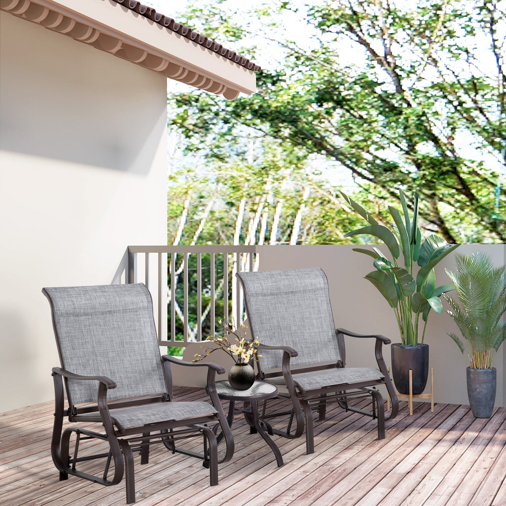 Outdoor Patio Glider Chair with Steel Frame & Mesh Fabric for Backyard & Porch, Grey