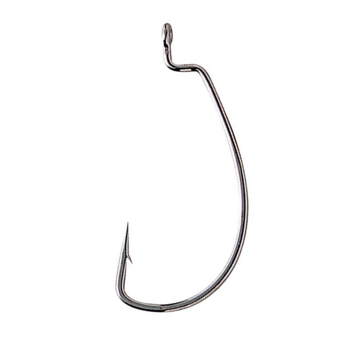 Gamakatsu Offset EWG Hook 25pk showing a single sharp wide gap fishing hook with an offset eye, designed for securely rigging lures in fishing tackle and rods.