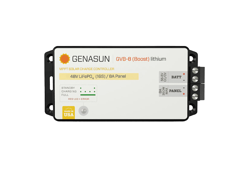 Genasun 8A MPPT 48V Voltage Boost (56.8V Lithium) Solar Charge Controller