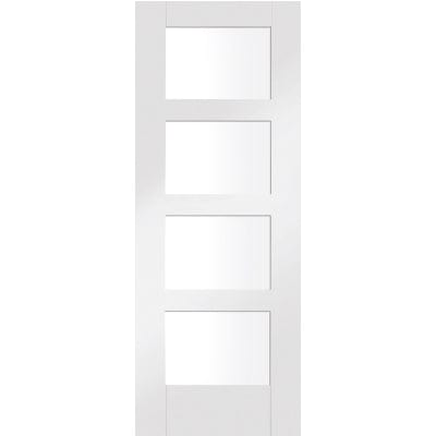 Shaker 4 Light Internal White Primed Door with Clear Glass