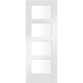Shaker 4 Light Internal White Primed Fire Door with Clear Glass