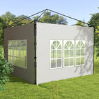 Gazebo Sidewalls with Window for 3x3(m) or 3x6m Gazebo Canopy, 2 Pack Sides Replacement, White