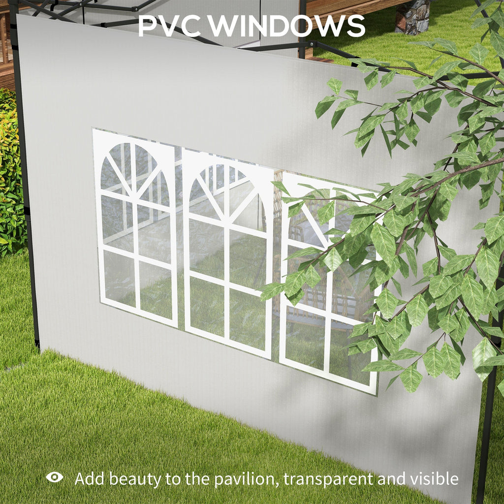 Gazebo Sidewalls with Window for 3x3(m) or 3x6m Gazebo Canopy, 2 Pack Sides Replacement, White