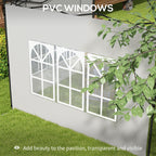 Gazebo Sidewalls with Window for 3x3(m) or 3x6m Gazebo Canopy, 2 Pack Sides Replacement, White