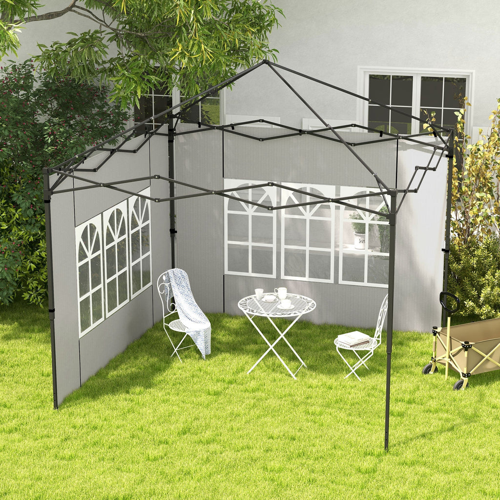 Gazebo Sidewalls with Window for 3x3(m) or 3x6m Gazebo Canopy, 2 Pack Sides Replacement, White