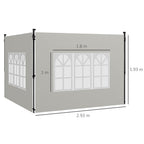 Gazebo Sidewalls with Window for 3x3(m) or 3x6m Gazebo Canopy, 2 Pack Sides Replacement, White