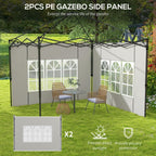 Gazebo Sidewalls with Window for 3x3(m) or 3x6m Gazebo Canopy, 2 Pack Sides Replacement, White