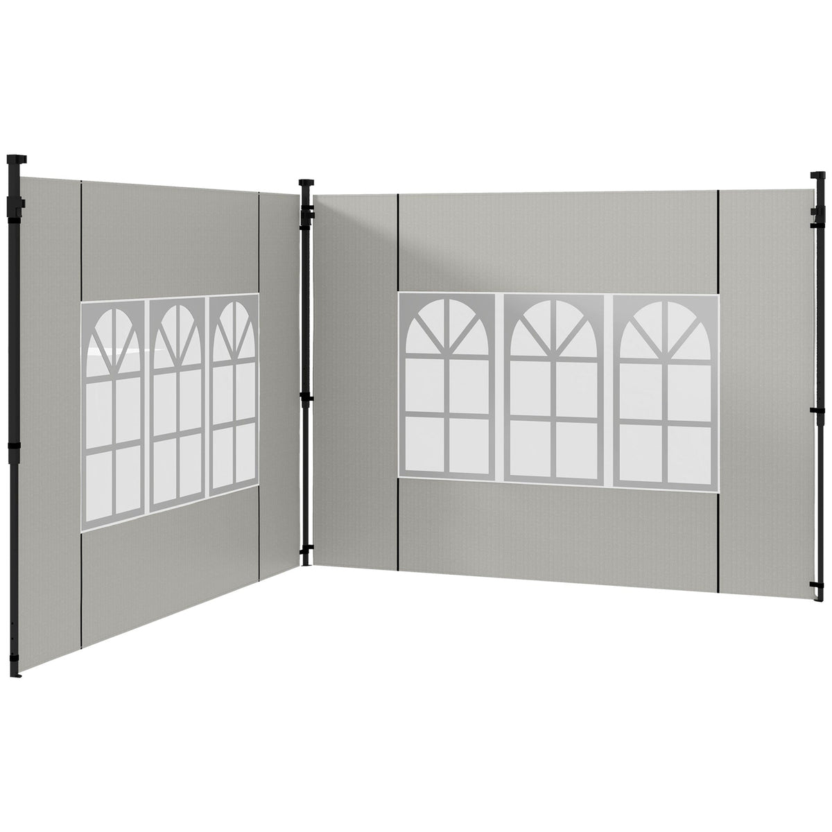 Gazebo Sidewalls with Window for 3x3(m) or 3x6m Gazebo Canopy, 2 Pack Sides Replacement, White
