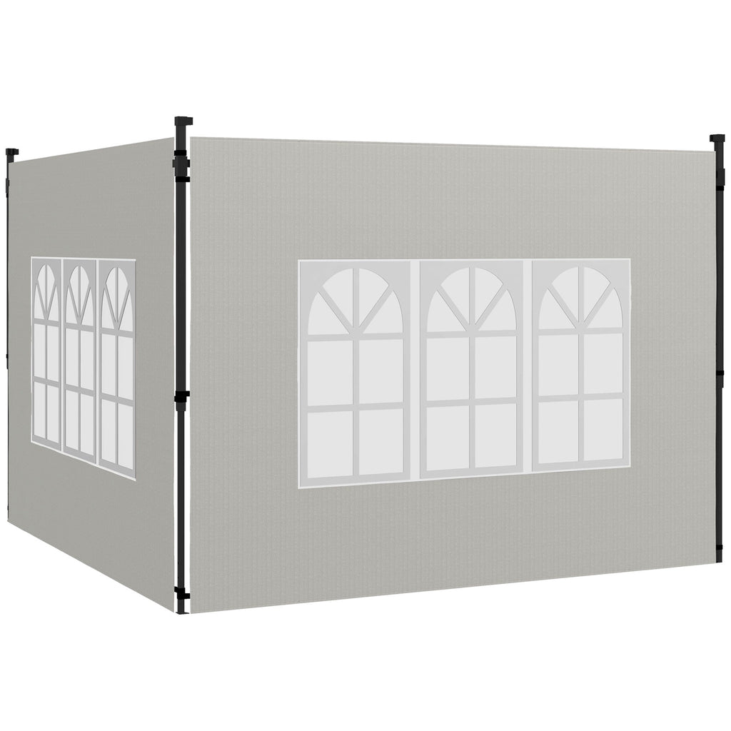 Gazebo Sidewalls with Window for 3x3(m) or 3x6m Gazebo Canopy, 2 Pack Sides Replacement, White