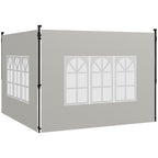 Gazebo Sidewalls with Window for 3x3(m) or 3x6m Gazebo Canopy, 2 Pack Sides Replacement, White