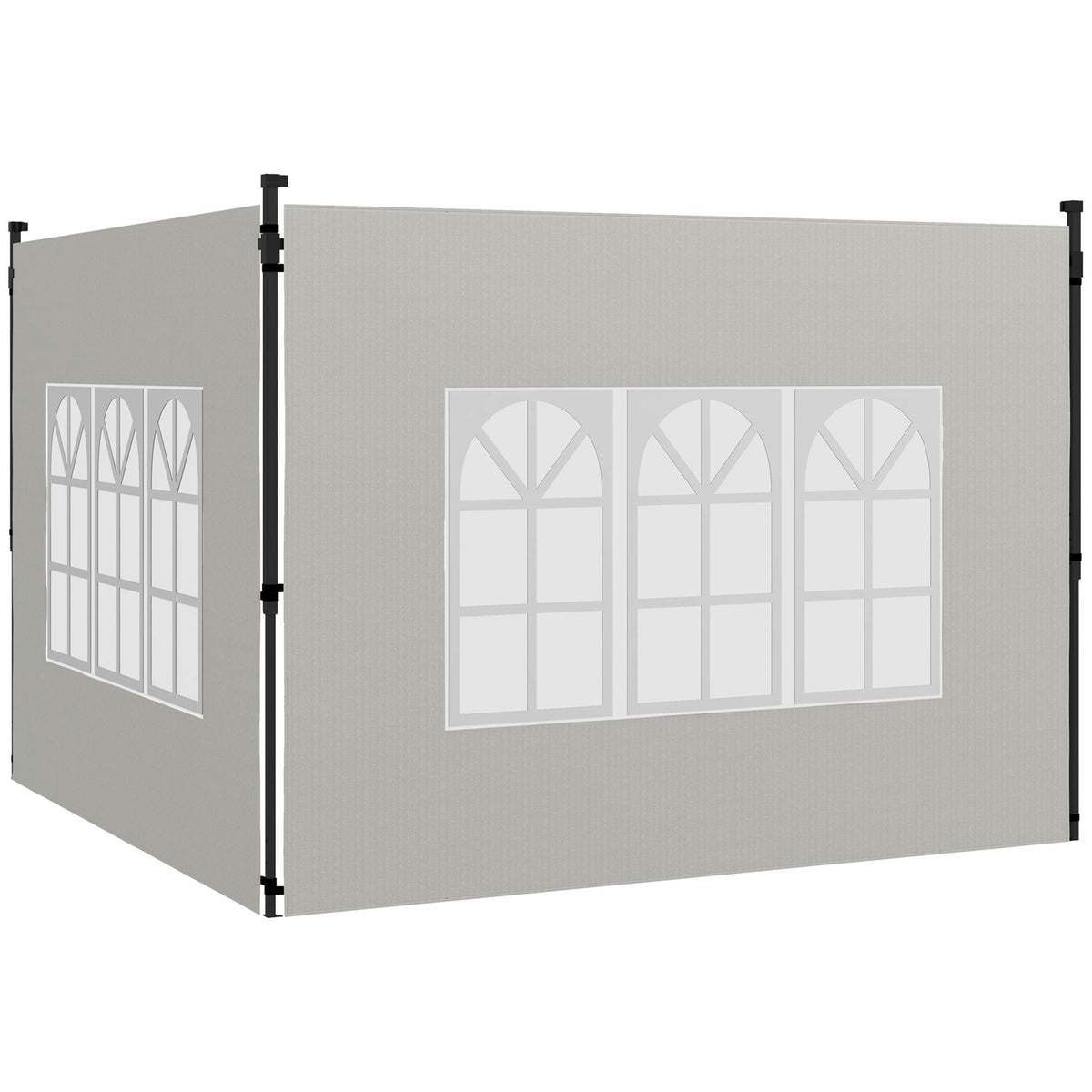 Gazebo Sidewalls with Window for 3x3(m) or 3x6m Gazebo Canopy, 2 Pack Sides Replacement, White