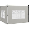 Gazebo Sidewalls with Window for 3x3(m) or 3x6m Gazebo Canopy, 2 Pack Sides Replacement, White