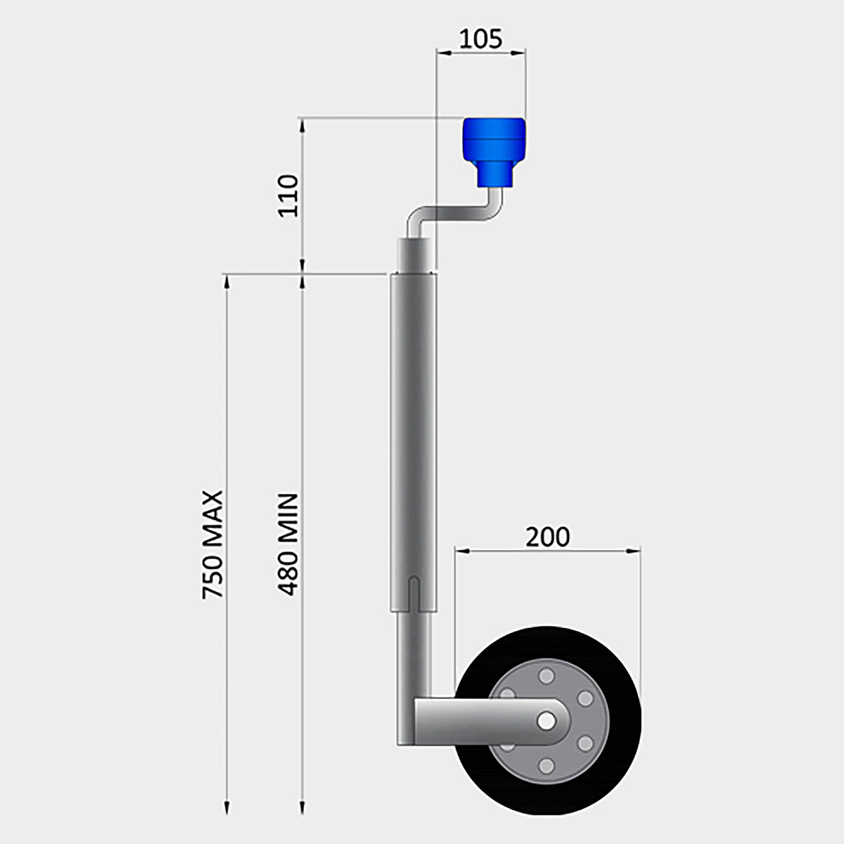 42mm 100kg Jockey Wheel