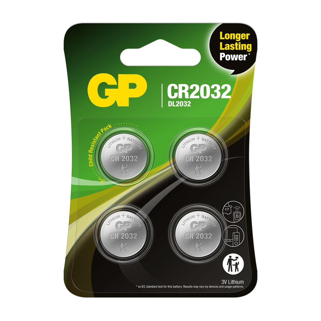 GP Coin Cell Batteries CR2032 4PK