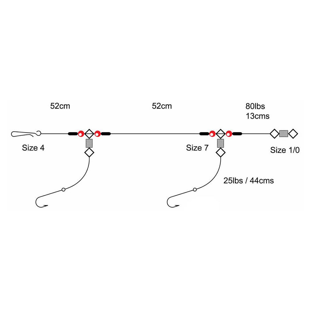 2 Hook Clipped Rig (Size 4)