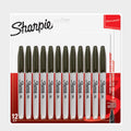 Fine Permanent Marker Pens Black 12 Pack