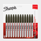 Fine Permanent Marker Pens Black 12 Pack