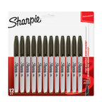 Fine Permanent Marker Pens Black 12 Pack