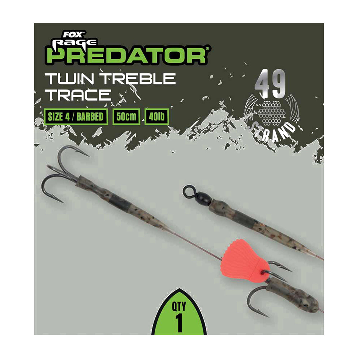 Predator Twin Treble Trace 52cm Size 4 Barbed