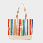 Promenade Multi Stripe Canvas Beach Tote Bag