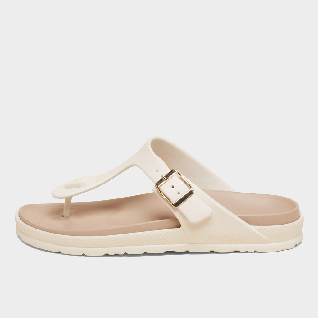 Women’s Soleil White Buckle Flip Flop