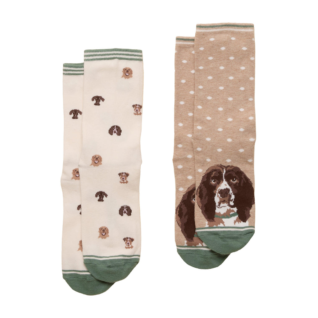 Women's Everyday Neutral Spaniel Cotton Blend Socks 2 Pack