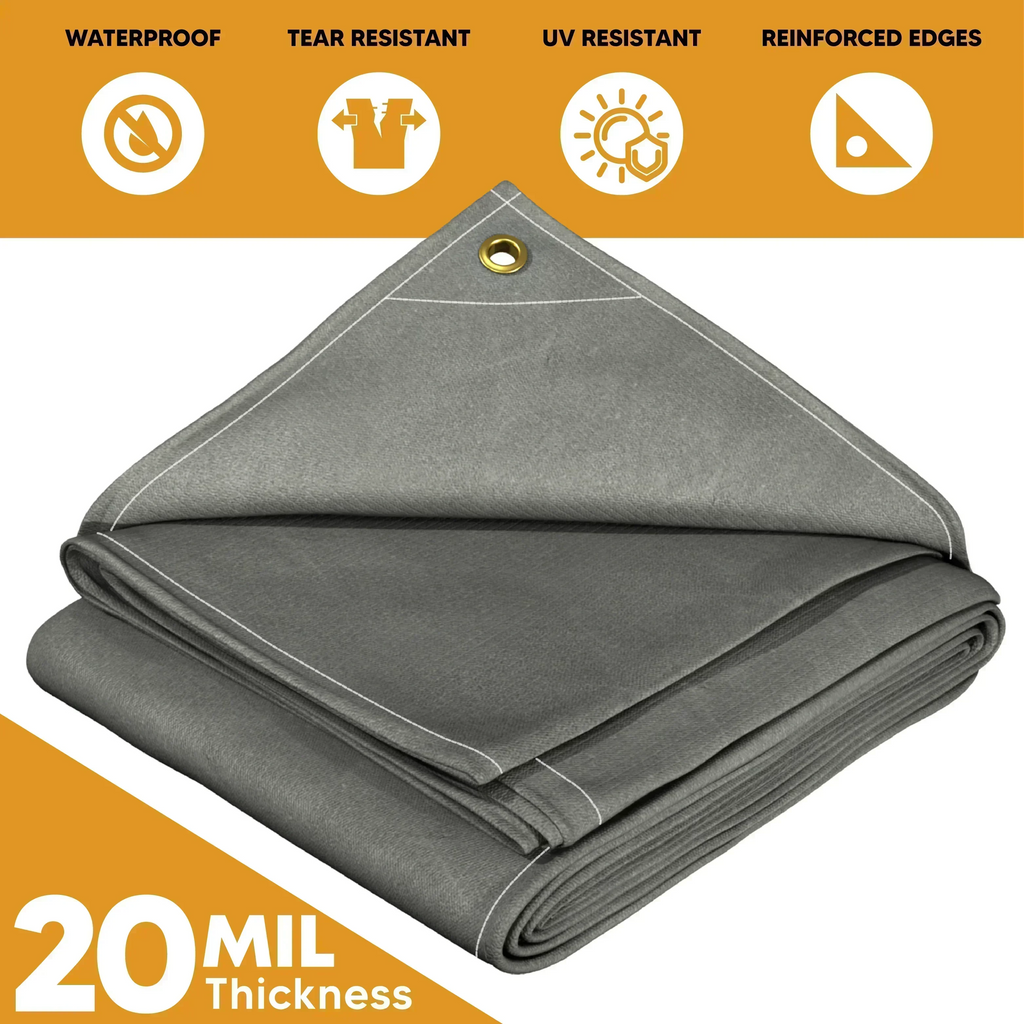 Gray Waterproof Canvas Tarps 10' x 10'