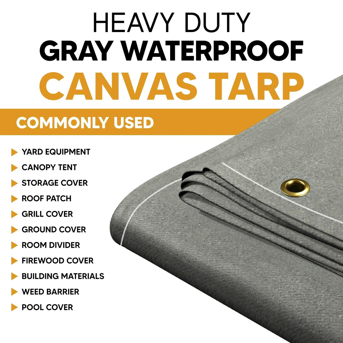 Gray Waterproof Canvas Tarps 12' x 16'