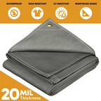 Gray Waterproof Canvas Tarps 12' x 16'